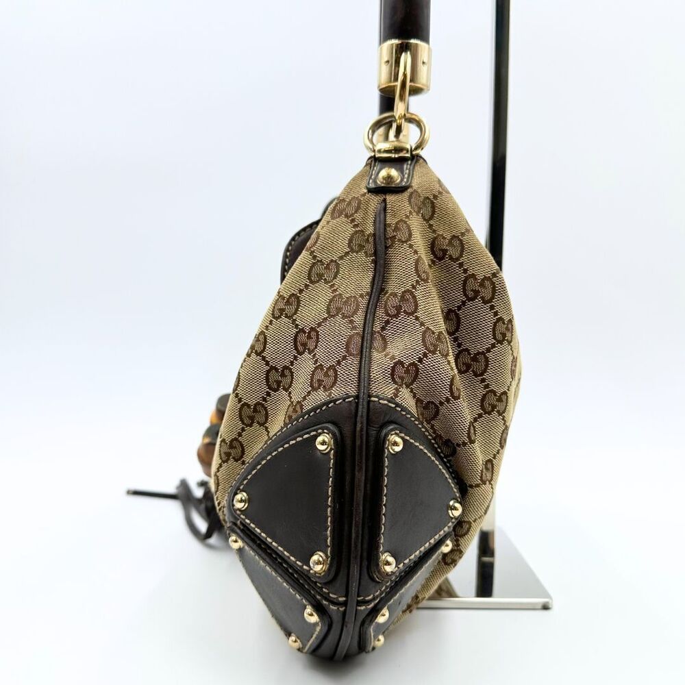 Gucci Indy GG Canvas Bamboo Shoulder Bag - Picture 6 of 10